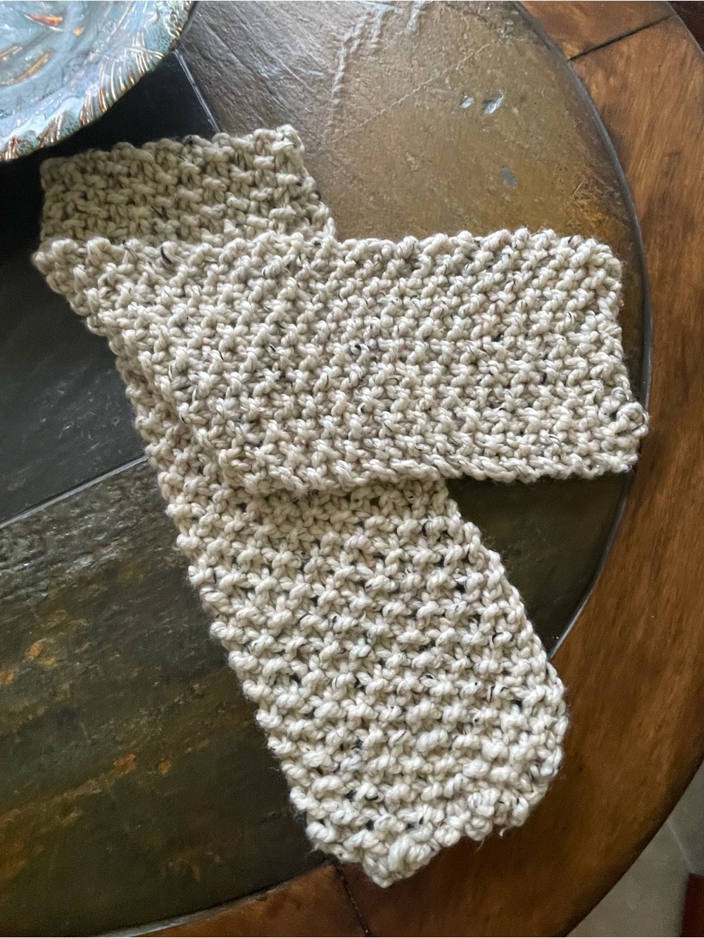 Handmade Cream Acrylic Wool Chunky Knit Scarf - Cozy Neck Warmer. 7” x 70”
